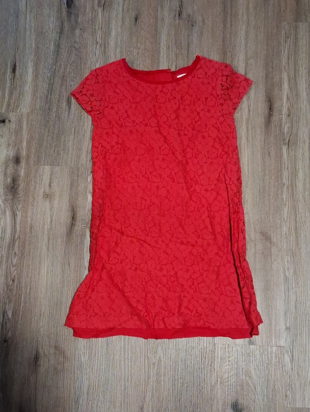 M Girls GAP Red Floral Lace Cap-Sleeve Dress
